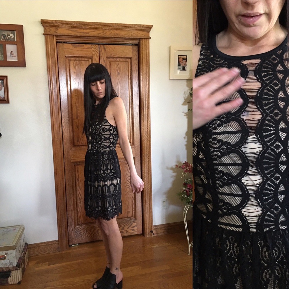 Trixxi little black dress size with lace NWOT